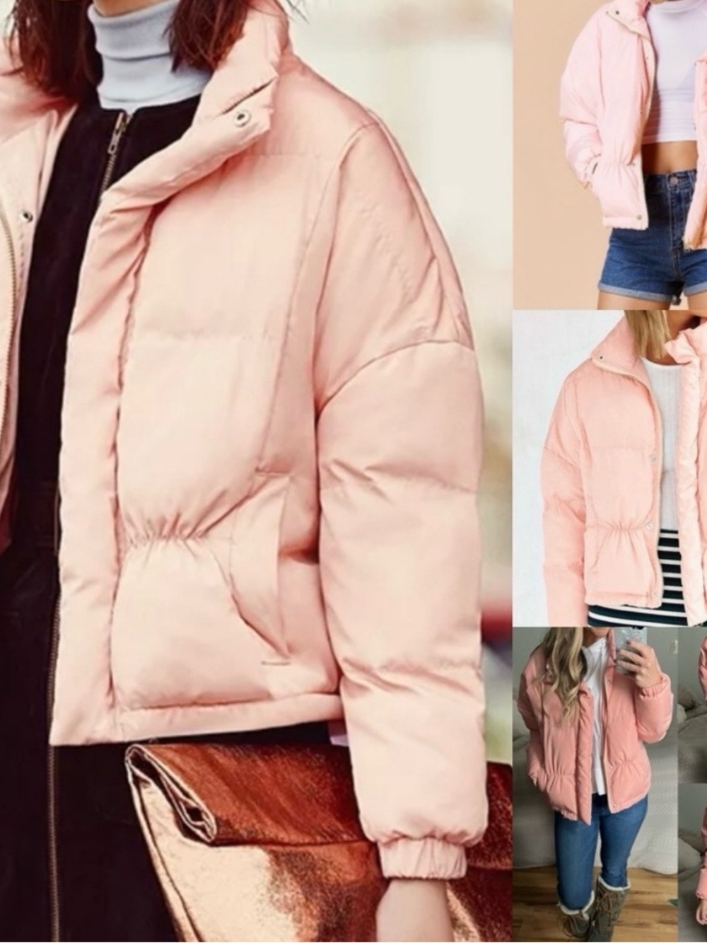 UNIF X URBAN OUTFITTERS Pink Puffer Jacket - Lightweight Cropped Coat Size S